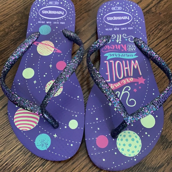 Girls Havaianas flip flops size US  3/4Y - Picture 4 of 5